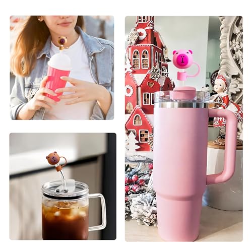 Capybara Straw Covers - 4 Pcs Silicone Topper for 10mm Straws
