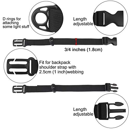 Backpack Chest Strap - 3/4 Inch Sternum Strap - Black