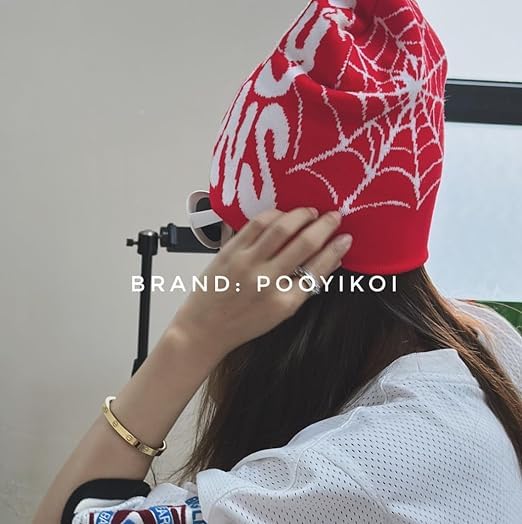 Pooyikoi Brown Y2K Knitted Beanie Hat Men Women Vintage Streetwear Gothic Warm