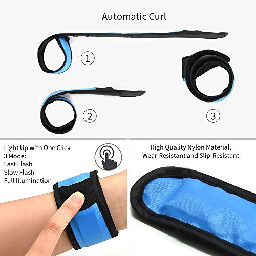 LED Light Up Slap Bracelets - 6 Pack Night Safety Bands