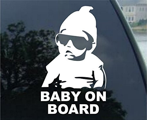 Baby On Board Decal - 5-Inch White Vinyl Sticker for Car Window & Laptop