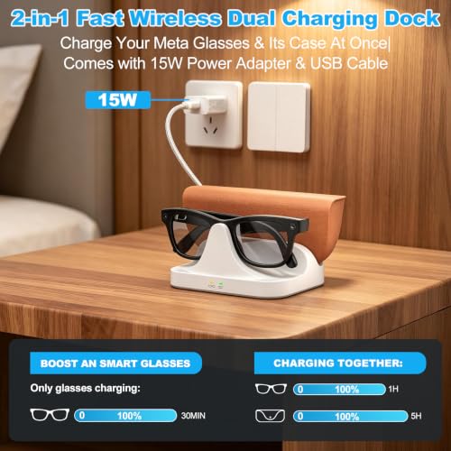 Magnetic Charging Dock for Ray-Ban Meta Glasses & Cases 15W Fast Charger