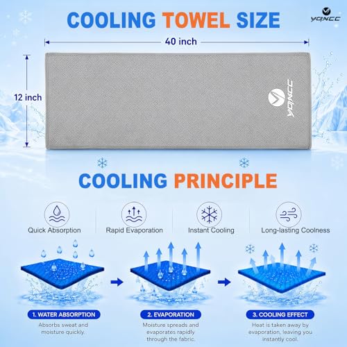Cooling Towels 4 Pack - Instant Cool Microfiber for Neck & Face - 2 Light Gray & 2 Dark Gray