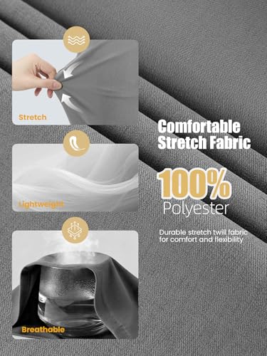 Flyplus Men's Water-Resistant Stretch Golf Pants with Tee Holders 34W x 30L Grey