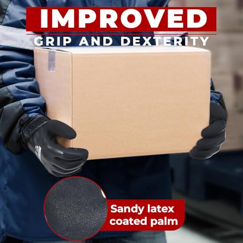 HANDLANDY 2 Pairs Waterproof Work Gloves for Cold Weather, Insulated Winter Freezer Work Gloves with Grip for Men & Women