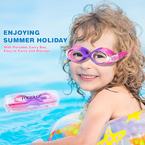 Multicolor Kids Swim Goggles Anti-Fog Leakproof Comfort Fit 4-14 Boys Girls - Pack of 4