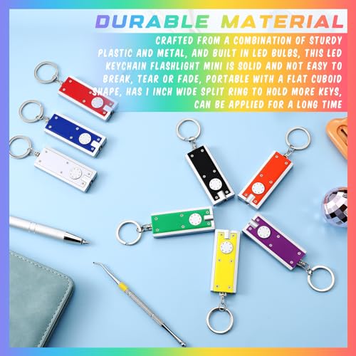 Mini Flashlight Keychain - 8 Pack LED Light, Multicolor