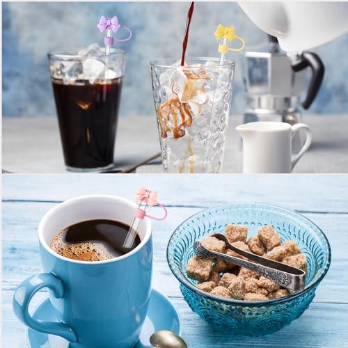 12 Pcs Cute Bow Straw Cover Caps - BPA-Free Silicone