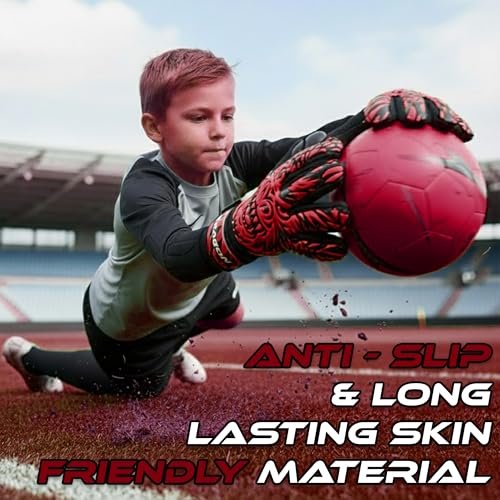 Youth Soccer Goalie Gloves - Durable Latex, Strong Grip & Comfort