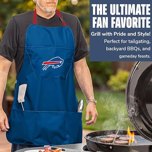NFL Buffalo Bills Cooking Apron - Blue with Adjustable Straps & Pockets