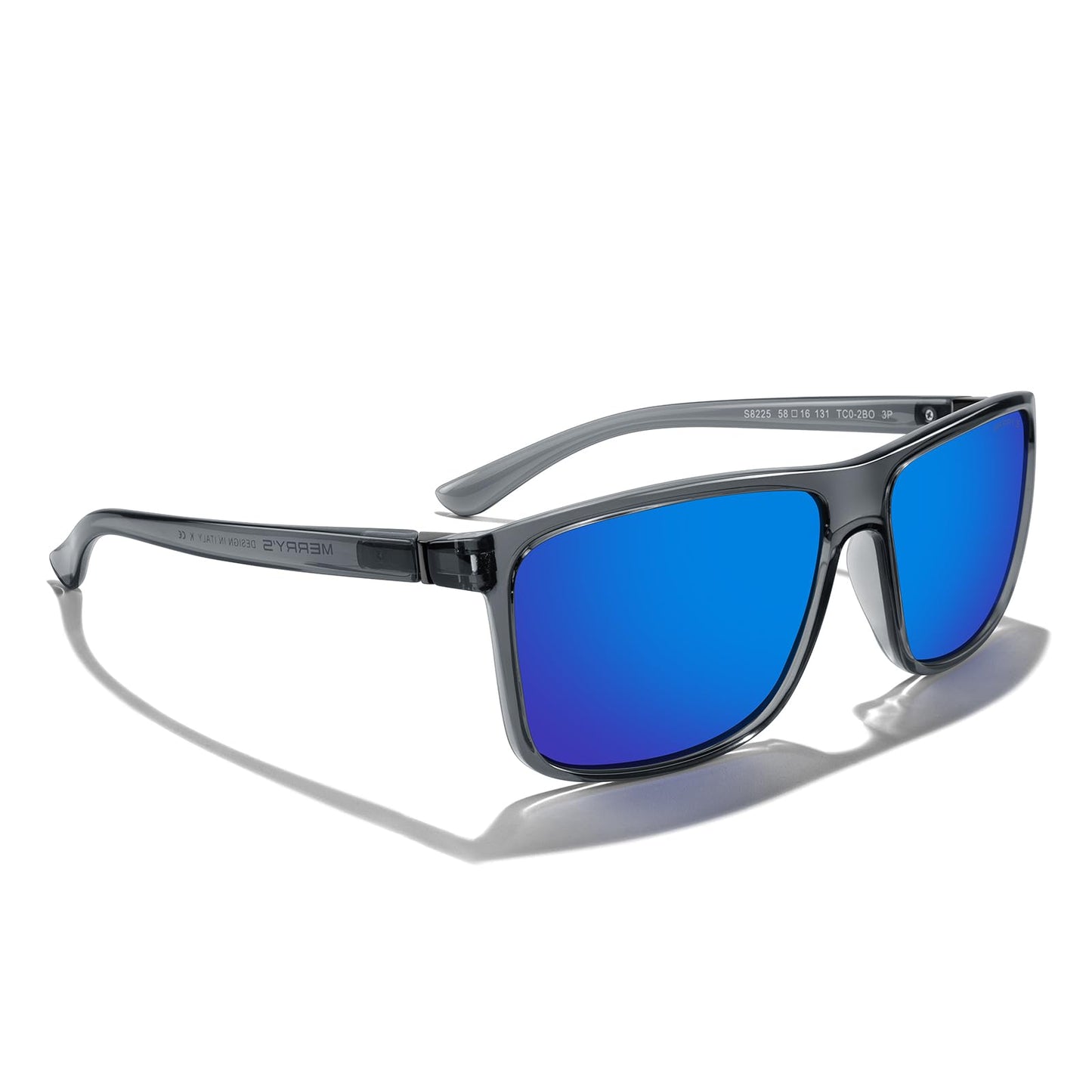MERRY'S Rectangular Polarized Sports Sunglasses for Men Women Cycling Driving Fishing UV400 Protection S8225