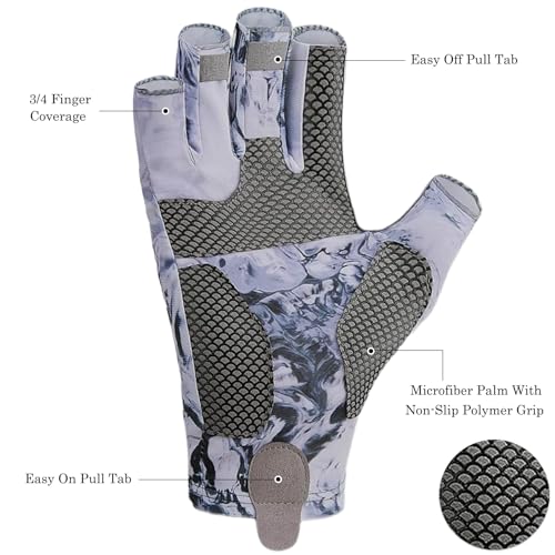 UPF50+ Sun Protection Fishing Gloves - Large / Grey