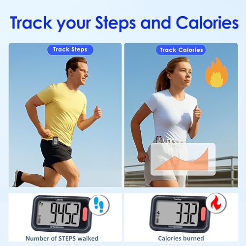 3D Clip-On Pedometer - Accurate Step Counter - Mat Black
