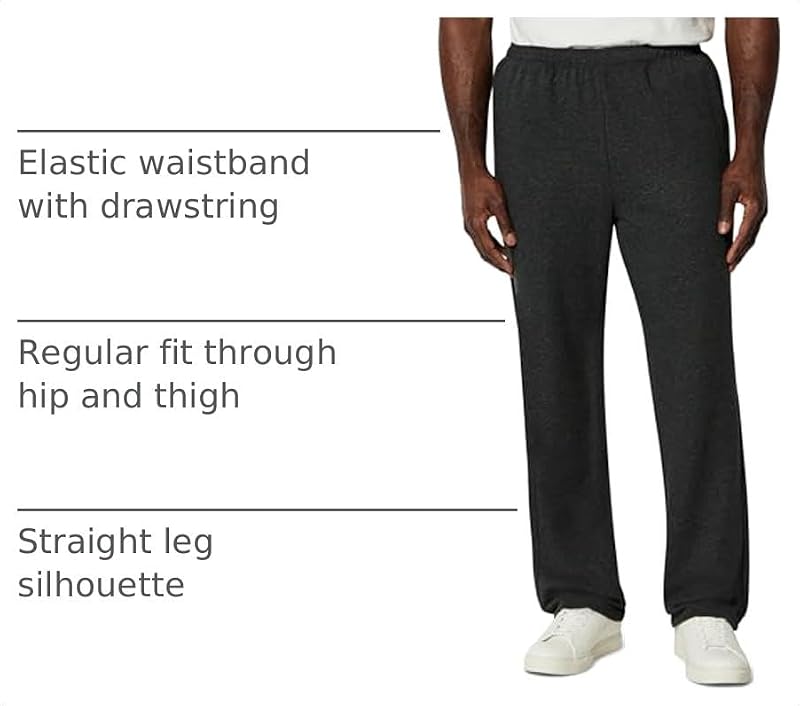 Men's Regular-Fit Soft Cotton Open-Hem Sweatpants - Large Charcoal Heather