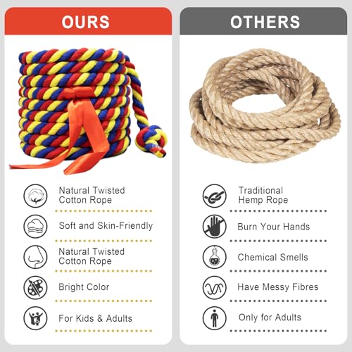 GULYMNA 60FT Heavy-Duty Cotton Tug of War Rope for Kids & Adults Outdoor Games
