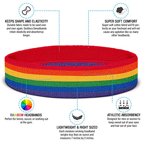 Moisture-Wicking Workout Headband - Rainbow Athletic Sweatband