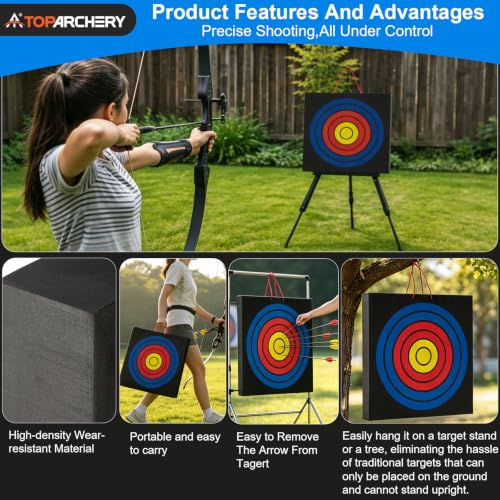 TOPARCHERY 50x50x5cm High Density Foam Archery Target with Rope Handle - New Vision-1 Layer