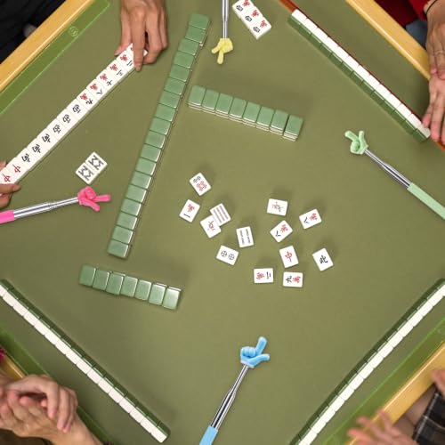 Mahjong Tile Grabbers - 4 Pcs Scalable Sticks for Game Enthusiasts - Blue, Green, Pink, Yellow