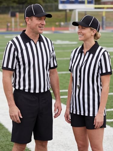 Referee Shirt Set for Football & Soccer - Black and White, Large