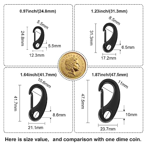 12 Pack Carabiner Clips - 0.97 Inch Spring Snap Hook Buckles