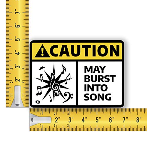 Caution May Burst Into Song Musical Notes Vinyl Decal Sticker - 2-Pack