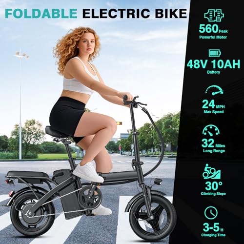 Electric Bike for Adults - 560W Motor, 20MPH, 14" Foldable