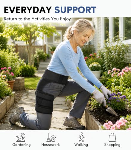 UYU ESENCE Black Right Hip Brace for Sciatica Pain Relief, Adjustable Thigh Support