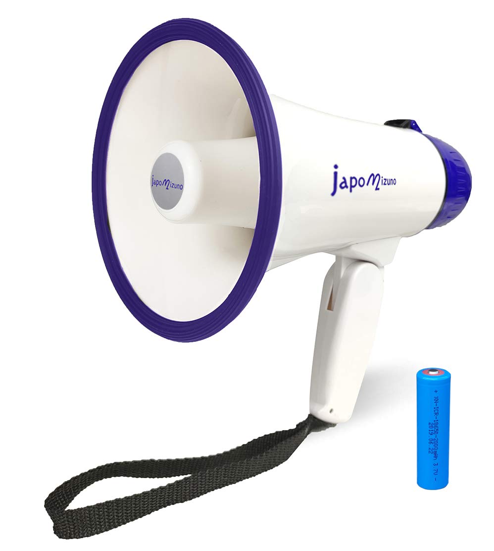 japomizuno 30W Rechargeable Megaphone Speaker - Portable Bullhorn with 240S Recording, USB MP3 Player, Siren & Foldable Handle - High Power PA System for Outdoor Event