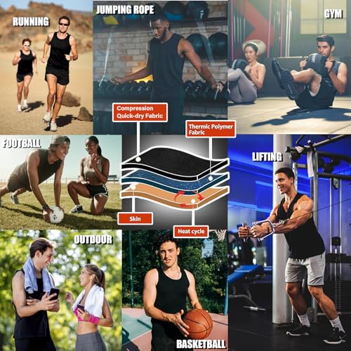 Men's Sauna Vest Waist Trainer - Sleeveless Compression Tank Top - Blue Inner / Large-X-Large