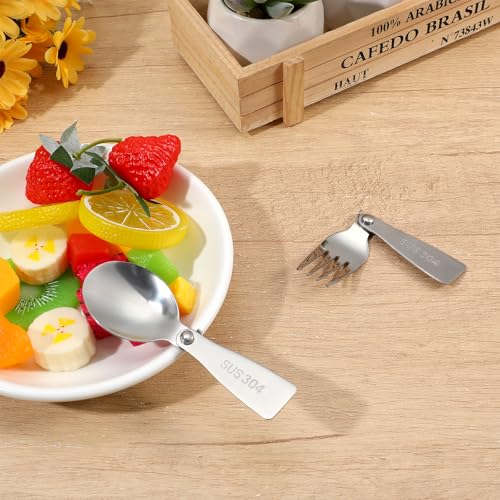 4-Piece Portable Stainless Steel Folding Utensil Set - Travel