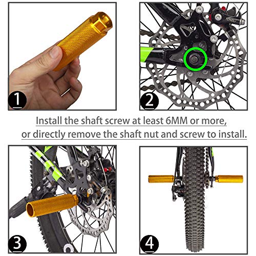 Yellow Bike Pegs for 3/8 Inch Axles - Aluminum Alloy BMX & Mountain Bike Stunt Pegs 100x28mm