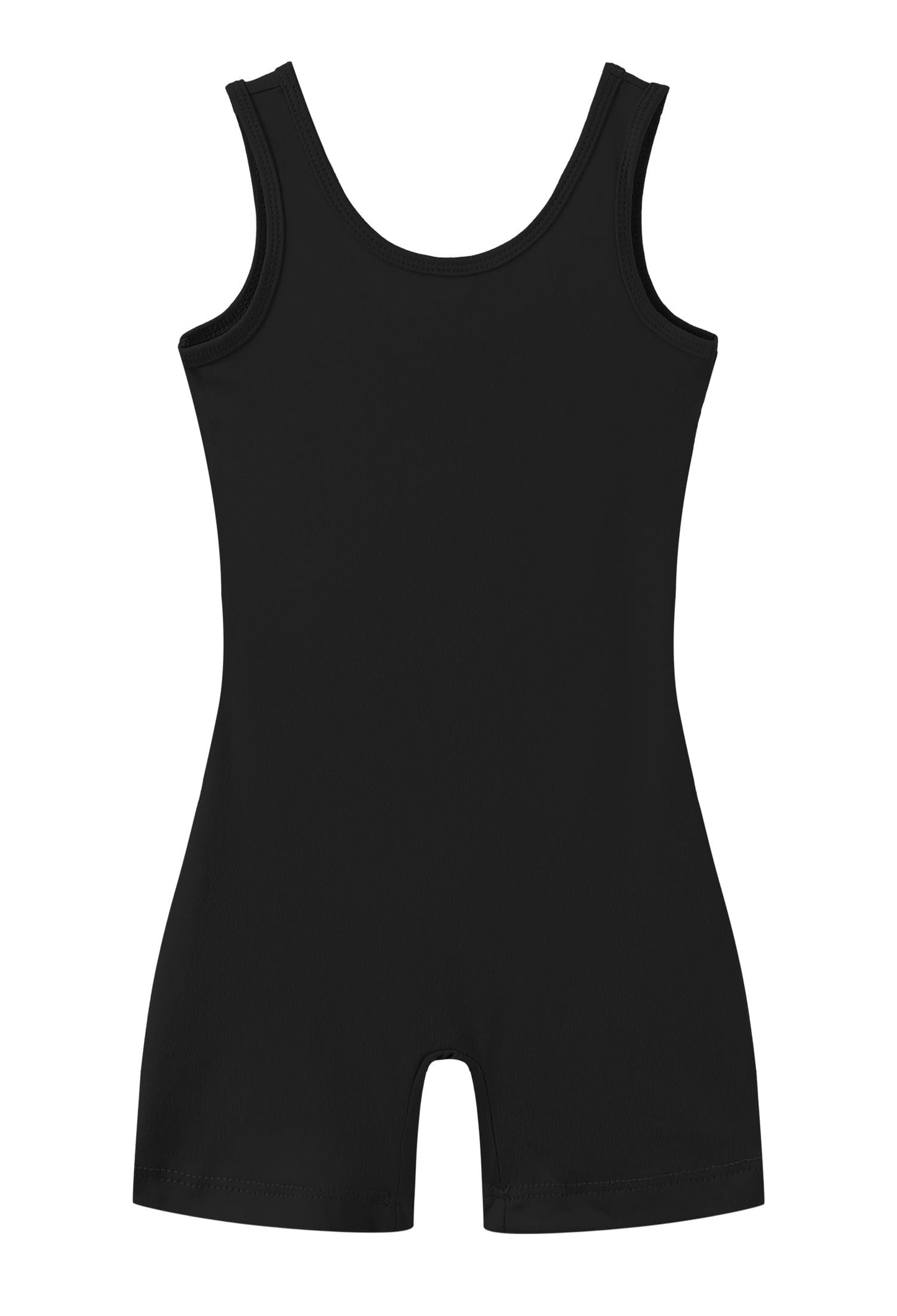 LUOUSE Skinny Gymnastics Leotards For Toddler Girls Scoop Neck With Shorts, Little Kids Buttery Soft Dancewear Workoutwear Unitards Biketards Black