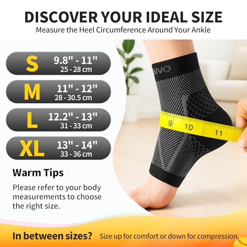 Ankle Compression Sleeve - 15-20 mmHg Support - Black, Large