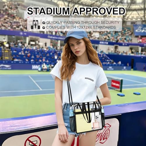 Clear Stadium Tote Bag 12x6x12 - Main Pocket Only Black