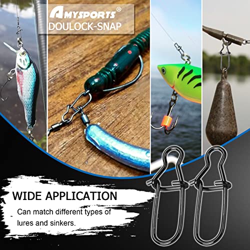 High Strength Duo Lock Snap Swivel Fishing Snaps - 40lb, 100pcs