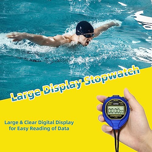 Waterproof Stopwatch with Large Display - Blue, 1-Lap Timer