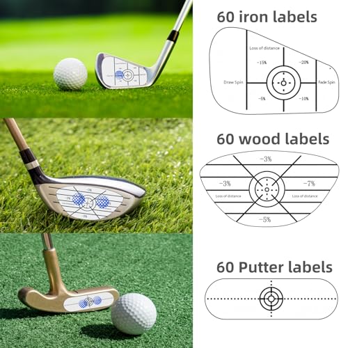 Golf Impact Tape Labels - 180 PCS Swing Training Stickers for Club Analysis