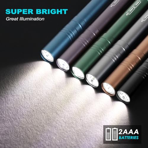 FASTPRO 6-Pack LED Pen Lights - Aluminum Portable Flashlights with AAA Batteries