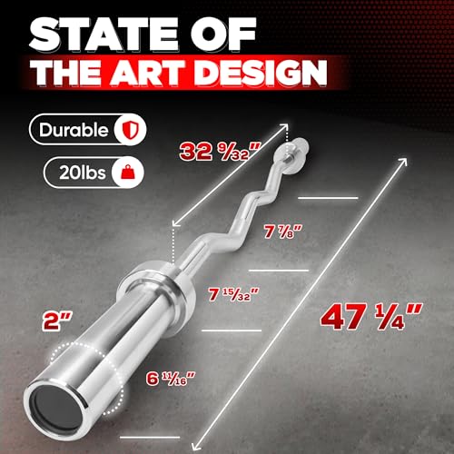Yes4All Olympic Curl Bar 2" - 300LB Solid Stainless Steel EZ Bar for Strength Training