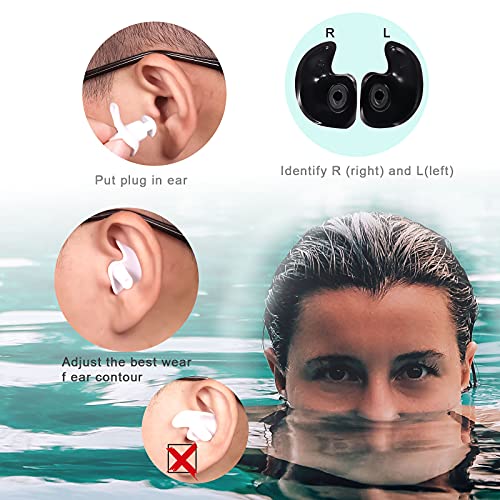 Swimming Ear Plug and Nose Clip Set - Reusable, Waterproof, 2 Colors