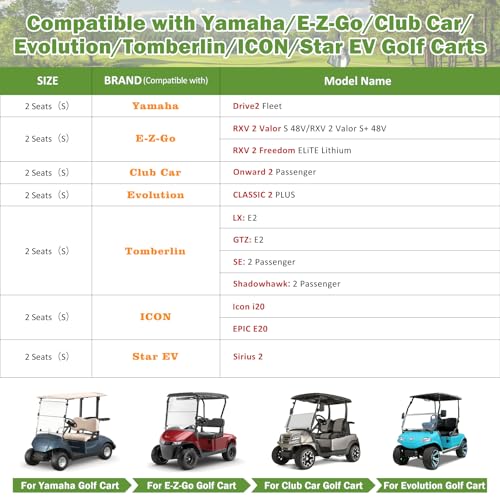 KERANTY Waterproof 2 Passenger Golf Cart Cover for Yamaha E-Z-Go Club Car 98"L x 55"W x 70"H