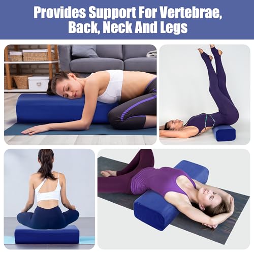 Yoga Bolster Pillow - Triple-Layer Sponge Meditation Cushion - Blue