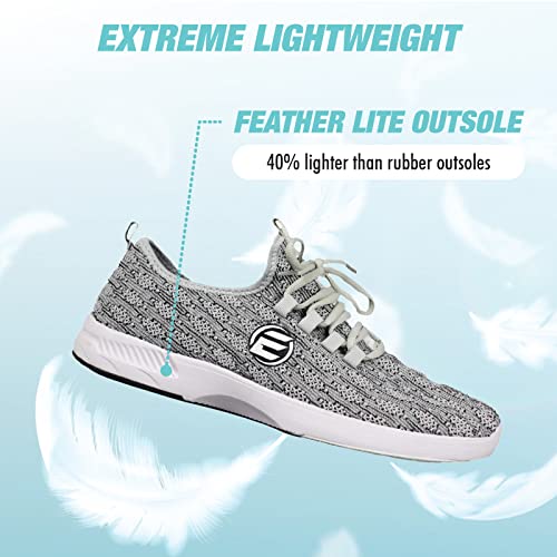 Women's Kona Slip-On Bowling Shoes - Lightweight Knit, 7 Wide / Charcoal