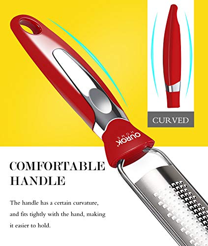 Stainless Steel Lemon Zester & Cheese Grater - Red