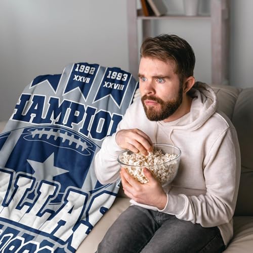 Football Blanket for Dallas Fans - Soft Flannel Throw 60x50 Blue