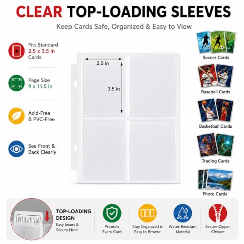 HBK Soccer Card Binder NO-7 / 400 Pockets - Large Capacity Sports Card Organizer