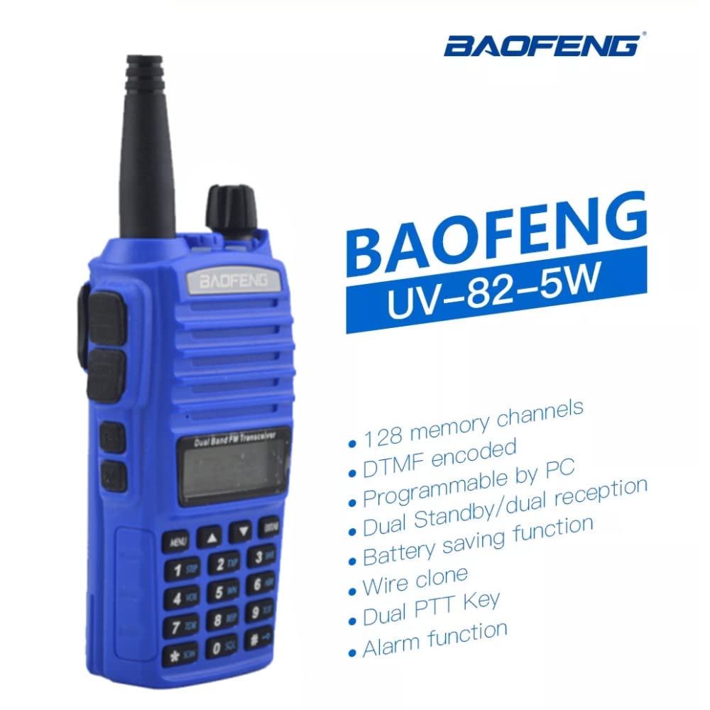 2 Pack BAOFENG UV-82 Dual Band Two Way Radio, 5W Ham Radio Handheld Walkie Talkies (Blue)
