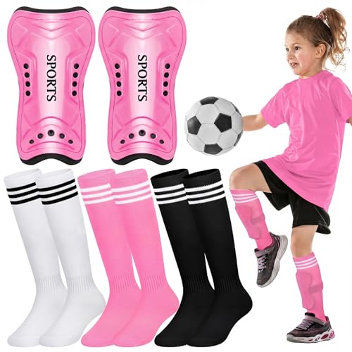 Liliful Kids Soccer Shin Guards Set - Pink Small Protective Gear for Girls & Boys Age 3-6