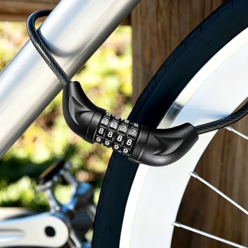 Heavy Duty 6FT Steel Cable Lock with 4-Digit Combination for Bikes & Outdoor Security