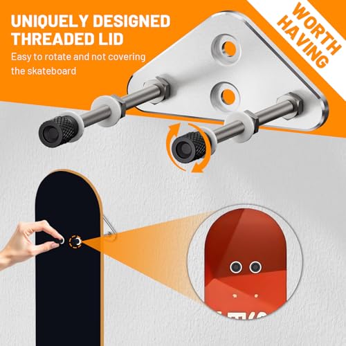 ROKENPOY 6-Pack Aluminum Skateboard Wall Mount Hangers for Deck Display - Vertical & Horizontal Storage